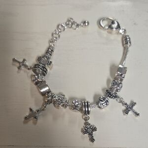 Premier Designs Silver Cross Charm Bracelet